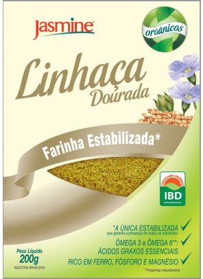 LINHACA DOURADA_farinha.png - Linhaça Dourada Estabilizada em grãosÁcidos graxos essenciais Ômega 3 e Ômega 6;Rico em fibras e proteínas;Rico em ferro, fósforo e magnésio ;Ingredientes: Linhaça Dourada orgânica. (Linum usitassimum)NÃO CONTÉM GLÚTEN.